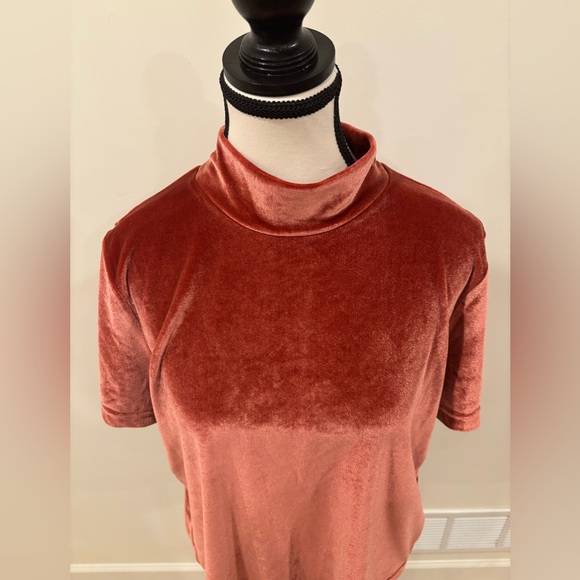 Madewell Women’s Burnished Rust Velvet Mockneck Tee, size L - Picture 7 of 13